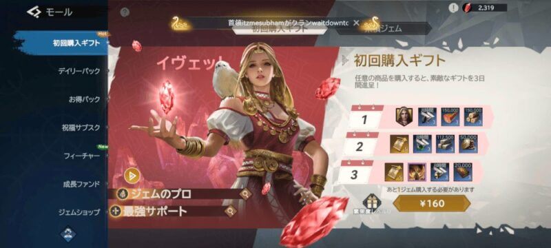 ヴァイキングライズの課金画面
